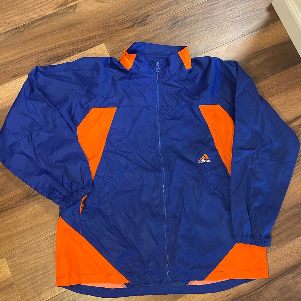 Adidas Men's Vibrant Blue and Orange Windbreaker